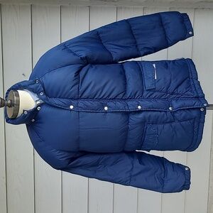SIERRA DESIGNS Berkley CA Goose Down Puffer Dark Blue Sz S Button Up Jacket RARE